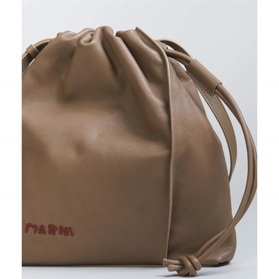 Marni Drawstring Medium Bag,  Antique Silver